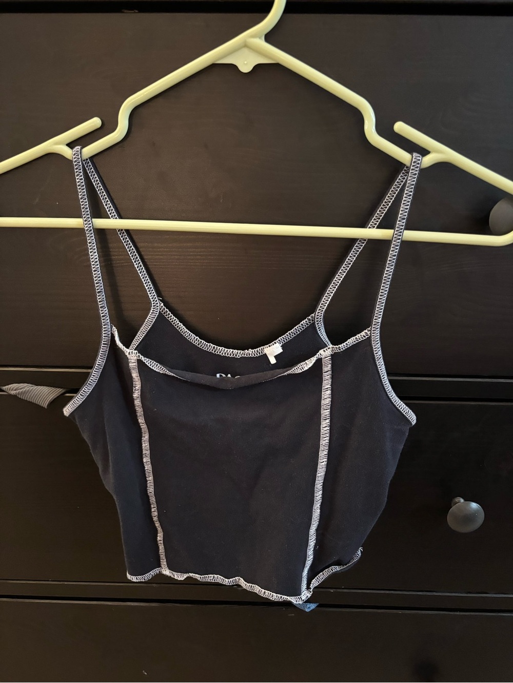Black Contrast-Stitch Cropped Cami